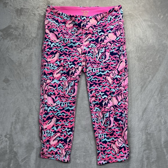 Lilly Pulitzer Pants - Lilly‎ Pulitzer L Luxletic Weekender Crop Leggings Lobstah Roll Print Pink Navy
